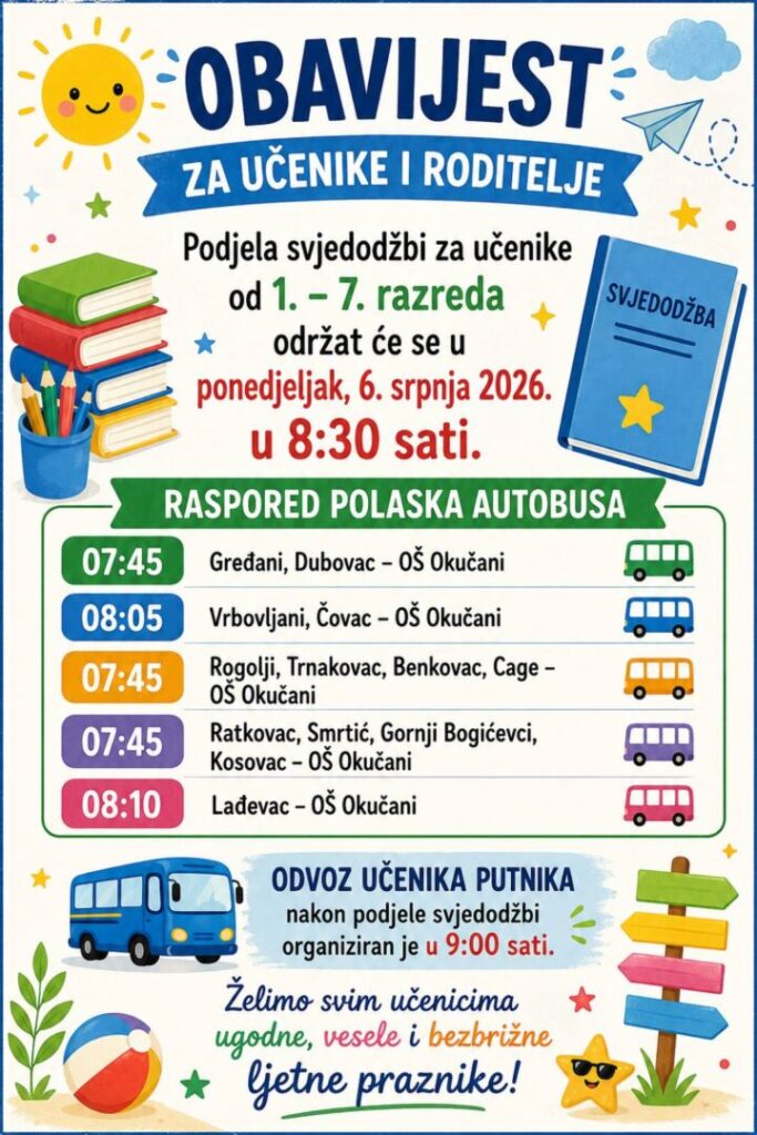 Obavijest za učenike i roditelje